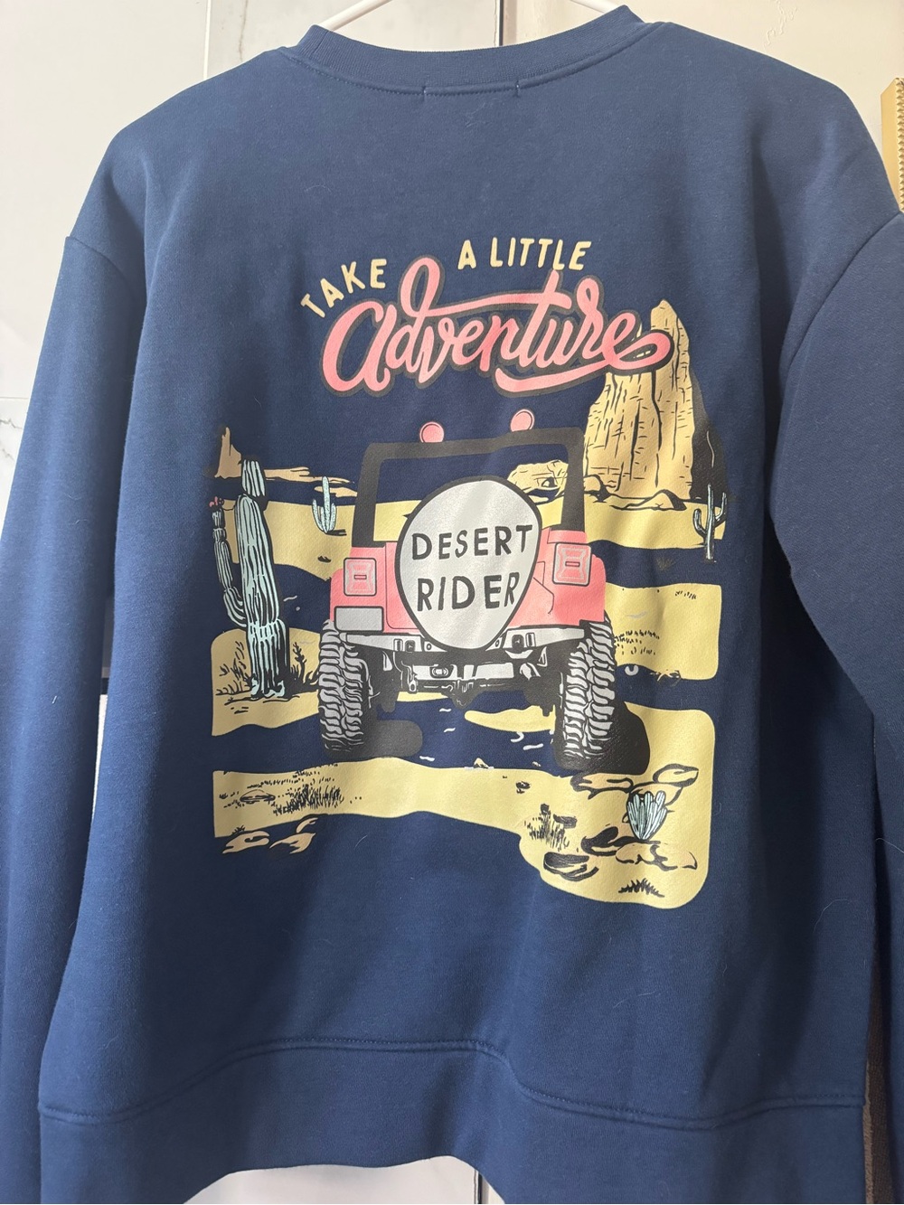 Women’s Navy 'Desert Rider' Jeep Adventure Graphic Crewneck Sweatshirt